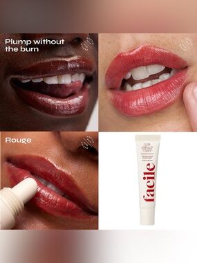 Facile Rouge Lip Jelly Tint- lip plumping moisturizer, no burn, peptides, sheer